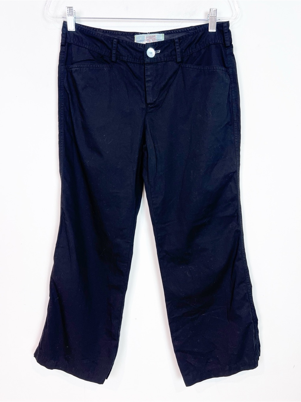 BURNING TORCH BLACK STRAIGHT WIDE LEG PANTS WOMENS SZ 8